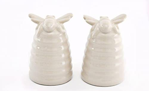 VORAGA Ceramic Bee Hive Salt & Pepper Shakers - Cream - 8.3 cm