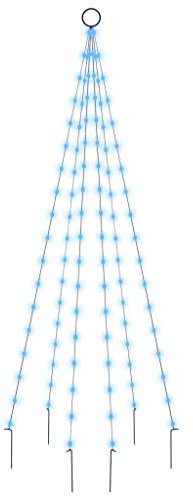 vidaXL LED Weihnachtsbaum für Fahnenmast Tannenbaum Lichterbaum Weihnachtsdeko Beleuchtung Außen Beleuchtet Lichterkette Blau 108 LEDs 180cm