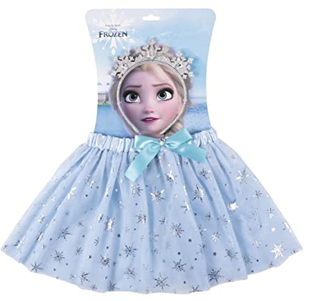 Disney Frozen Zubehörset für Mädchen – Elsa Tutu Rock mit passendem Stirnband, Kinder Kostüm Accessoire Set Blau, Ideal für Verkleidung, Geburtstag und Spiel