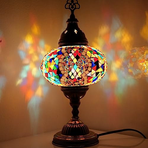 10 Variationen Orientalische Marokkanische Mosaik Tischampe Handgefertigte Türkische Dekorative Mosaiklampe (9-Bunt)