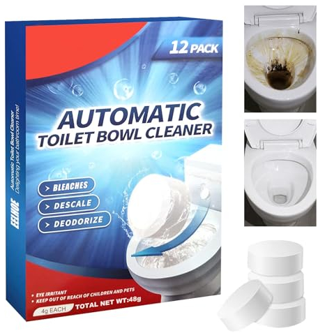 wimony Toilet Bowl Cleaner,12PCS Toilet Cleaner,Bowl Cleaning Active Cleaner Tablets,Toilet Limescale Remover Heavy Duty,Toilet Cleaner and Descaler,Bleach Cleaner,Fizzy Foam Toilet Cleaner Deodoriser