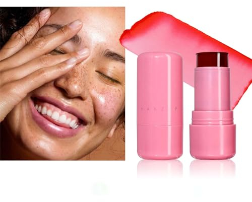Rouge Stick, Jelly Milk Cream Blush, Lip Tint Wasserfest, Lip & Cheek Stain Langlebig, Jelly Texture Moisturising Lipstick, Milk Blush Stick Für Augen, Lippen & Wangen, Rosa