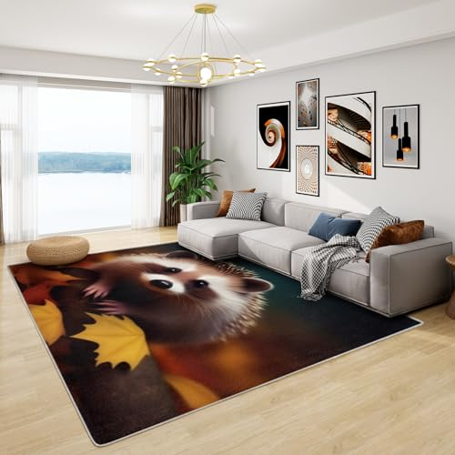 Teppich Kinderzimmer Igel - Teppich Wohnzimmer Schlafzimmer Igel, Kleiner Teppich Waldtiere, Weich Kurzflor & Waschbar & rutschfest Fussmatte Innen, Kinderteppich 50x80 cm