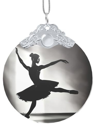 Runder Weihnachtsbaum mit Ballerina-Tanz-Druck, Glas, zum Aufhängen, Weihnachtsschmuck für Weihnachtsfeiern, Heimdekoration, Geschenke