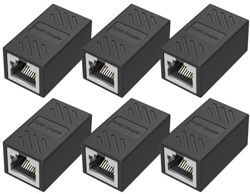 AILVLVNG Ethernet RJ45 Kupplung Cat7, 10 Gbps Netzwerkkabel Verlängerung für Cat8/Cat7/Cat6a/Cat6/Cat5e, 6 Stück LAN Kabel Verbinder von Frau zu Frau für Router, Schalter, Computer (Schwarz)