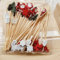 NAUXIU 50 palillos de bambú para Navidad, palillos de cóctel, desechables, palillos de frutas, suministros para fiestas y postres