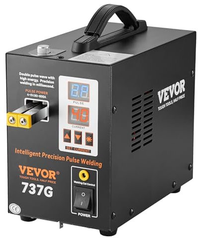 VEVOR Saldatrice a punti a batteria, alta potenza con 2 modalità di saldatura e illuminazione a LED per nichel puro da 0,12 mm, pacco batteria 18650 14500, Saldatrice a punti a impulsi 737G