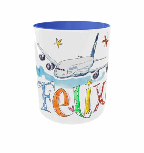 Tasse Flugzeug, personalisierte Kindertasse, Rosirosinchen