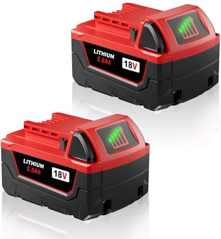 18V 5.0Ah Li-Ion Battery Replacement for Milwaukee 48-11-2401 Batteries 48-11-1890 48-11-1880 48-11-1852 48-11-1850 48-11-1840 Cordless Power Tools (2-Pack)
