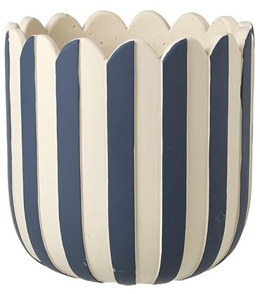 Heaven Sends Large Blue and White Ceramic Planter – Decorative Striped Indoor Outdoor Flower Pot 17cm – Stylish Plant Pot for House or Garden Use