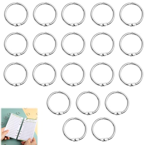 20 Stück Buchringe, Buchbinderinge, Warenring, Ringbindung, Ringe Zum Buchbinden, Binder Ringe, für Scrapbook Memo Ablage Schlüsselanhänger Bürobedarf(20mm)