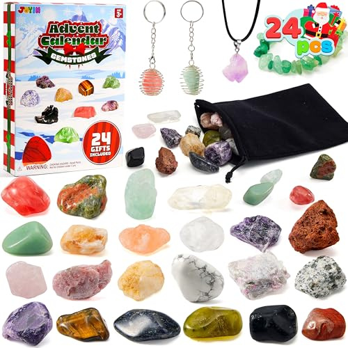 JOYIN Adventskalender 2025 mit Edelsteinen, 24-Tage-Weihnachts-Countdown-Kalender, Edelstein-Sammlung für Kinder, Weihnachtsgeschenke, Klassenpreise, lustige Geschenke
