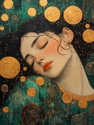 Peinture par Numero Adulte avec Cadre, Klimt Kits de Peinture par Numéros pour Adults, Femme Paint by Numbers Acryliques Bricolage Peintures Kits pour la Décoration Intérieure Maison 30x40 cm Q-2353