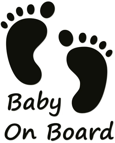 JasonCarlMorgan JCM Graphics Baby On Board Iron On HTV Transfer Silver 85mm (Pack of 2)