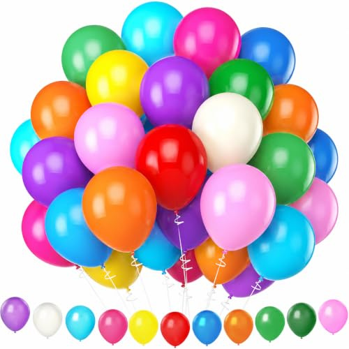 Zivacate 110 Pezzi Palloncini Compleanno | 12 Pollici Palloncini Colorati ad Elio, Palloncini Laurea, Matrimonio, Baby Shower, Carnevale, Anniversario, Nuziale