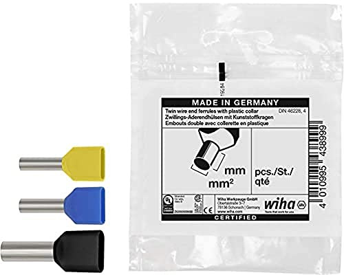 Wiha Extremo del cable gemelo con cuello de plástico 50 ud. codificación por colores 2 (DE) & DIN 2 x 4 (43948)