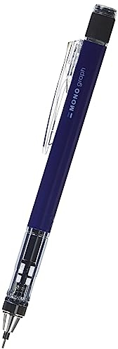 Tombow Mono Graph Mechanical Pencil 0.5 mm, Blue, HB, Precise Drawing with 4 mm tip, Shaking Mechanism, refillable Eraser Included [SH-MG41]