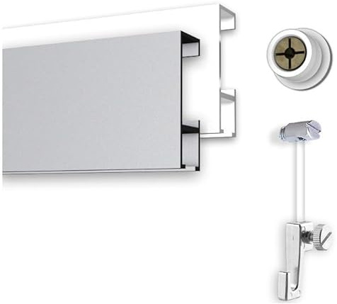 Bilderschienen, Galerieschienen Komplett Set 4m Bilderleiste mit Zubehör in Silber matt (2x1,5m+1m Leisten)
