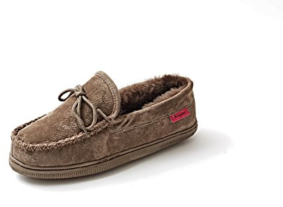 Reissner Lammfelle | Engel Hausschuhe ELBA | Mokassins | Veloursleder | Innenfutter echtes Merino Lammfell aus Australien | 46 braun