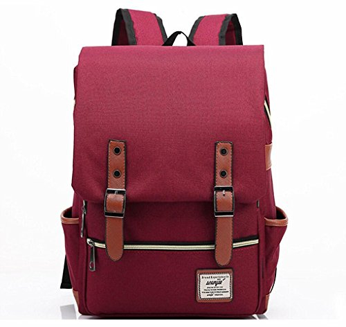 XibeiTrade Vintage Rucksack Herren Damen Unisex School Student Oxford Laptop Rucksack Retro Rucksäcke Schulrucksack Weinrot