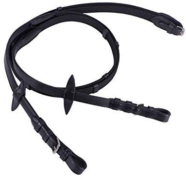 QHP Gurtzügel mit Lederstegen braun + schwarz (Shetty, Schwarz)