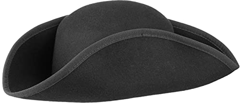 Lipodo Dreispitz Wollfilzhut Piratenhut Damen/Herren - Filzhut Made in Italy - Hut Sommer/Winter schwarz L (59-60 cm)