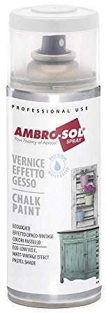 Ambro-Sol V404BP Smalto / Vernice Effetto Gesso, a Base di Acqua con Effetto Ultra Opaco, per Uso Interno e Esterno, Bomboletta Spray in Banda Stagnata Riciclabile 400 ml, Bianco Puro