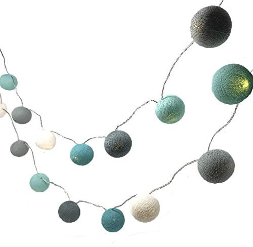 Blaze On Ambient Ball Fairy Lights (Notting Hill) – 20 Warm White LED Lights – Hand–Spun Cotton Balls – USB Powered and Includes UK 3–Pin USB Adapter – Indoor Decorative String Lights