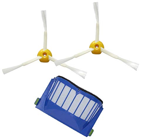 ROBOMARKET KIT DE REMPLACEMENT ENTRETIEN POUR IROBOT ROOMBA SERIE 600 605 610 612 614 615 620 621 625 630 631 650 651 660 680 681 RECHANGE ACCESSOIRES SET 2 BROSSES LATERALES 3 BRAS 1 FILTRE AEROVAC