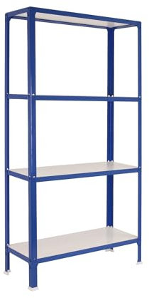 Simon Rack Bibliothèque Étagère de salon, 1600 x 1000 x 300 mm, 4 hauteurs, plateau en bois, style industriel, métallique, bleu/blanc - Simon Home