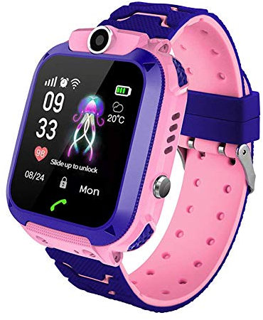 N/X [Versione aggiornata] Smartwatch per bambini, con telefono, smart watch con chiamata bidirezionale SOS, fotocamera, lettore musicale, touch screen da 1,54, regalo per ragazzi e ragazze (rosa)