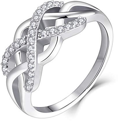Starnny Ringe Frauen Silber 925 Damen Unendlichkeits Keltisches Knoten Ringe 3A Zirkonia Verlobungsring Eheringe für Sie
