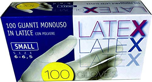Guanti lattice monouso, box da100 pz. (S, Taglia)