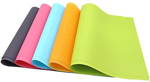 Panngu 10er Antibakterielle Kühlschrankmatten Matten entziehen für die Einlegeböden des Kühlschranks, Anti-Feuchtigkeit, DIY zuschneidbar Kühlschrankeinlagen, Schubladenmatte - 5 Farben Platzsets