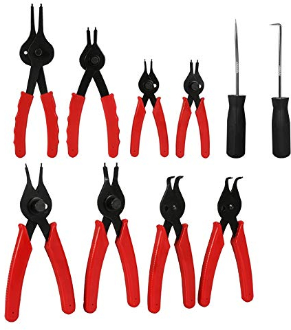 11 Stk. Universal Mechanics Internes und externes Sicherungsring-Zangenwerkzeug-Set, Sprengring-Zangen-Set mit einem Gehäuse, einem Pick-Werkzeug und einem Haken-Werkzeug