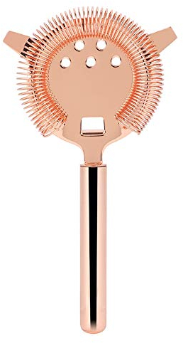 Oro rosa, plata (opcional) con mango ergonómico colador de barra, colador de cóctel, para bartenders mixólogos (oro rosa grande)