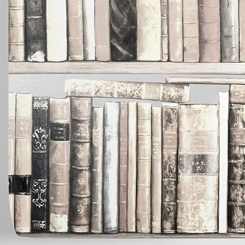 W4B Modern White Books Wallpaper. Ecological Paper (No Solvent). Easy to Apply/Remove. 8 Sheets of 39.4x27.5 in (59.2 sq ft). House, Furniture Decoration and Renovation. Made in Italy.