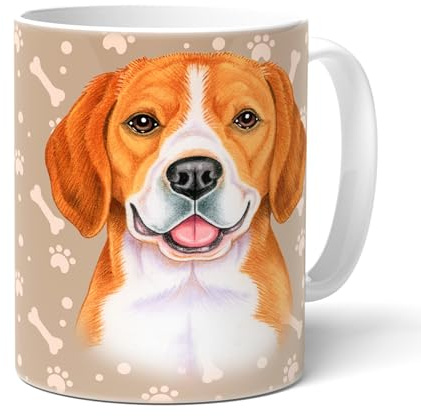 BEAGLE (A) - Kaffeebecher, Tasse mit Hunde Zeichnung und lustigen Spruch. Teetasse. Mehrwegbecher. Keramikbecher mit Griff. Praktisches Geschenk für alle Hundenliebhaber.