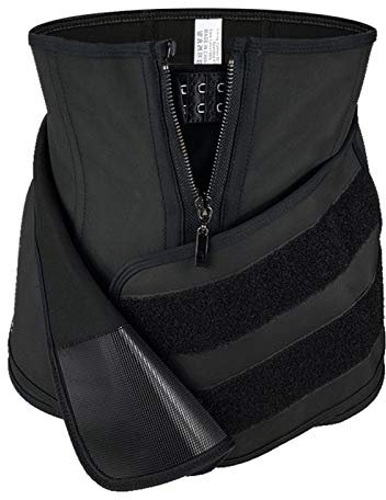 HNGM Corset High Compression Latex Waist Trainer 9 Steel Bones 4 Hooks Corset Waist Training Girdle Slimming Belt Double Straps Shapewear (Color : Single Belt Zip, Size : Small)