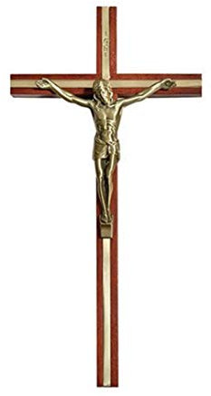 Katholisches Kruzifix-Wanddekoration, Holzkreuz mit goldfarbenem Korpus, christliche Heimdekorationen zum Aufhängen oder als Tischdekoration, 25,4 cm