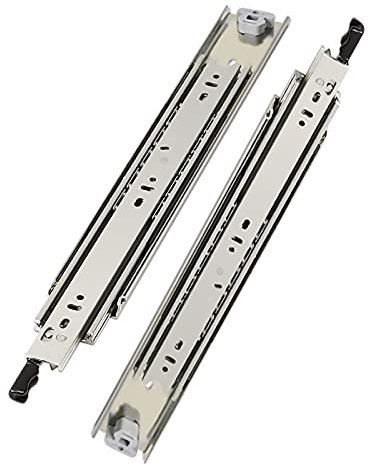 Schwerlastauszüge Mit Verriegelung, Schubladenauszüge Vollauszug Kugelführungen Teleskopschiene, für Warenregal Schränke Industrie Schublade,Tragkraft 68kg,1 Paar (90cm(36in))