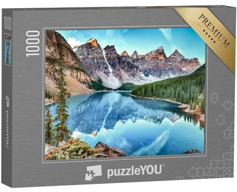 puzzleYOU: Puzzle 1000 Teile „Klarer Bergsee im malerischen Bergpanorama, Alberta, Kanada“ – aus der Puzzle-Kollektion USA, Amerika