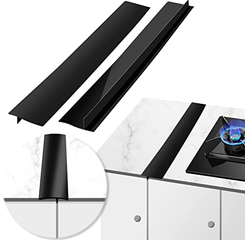2 Pcs Stove Counter Gap Cover, MSDADA 30 inch Gap Filler Worktop Joining Strip, Gas Hob Covers for Gas & Electric Cookers, Easy Clean Counter Top for Dishwasher, Cooker, Oven, Dryer & Washing(Black)