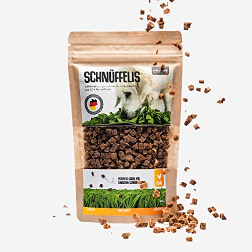 KNAUDER'S Best - Hundeleckerli Schnüffelis - 1x 100g Huhn Snacks - Hunde Leckerlis aus 100% Muskelfleisch - Hundeleckerli getreidefrei & ohne chemische Zusatzstoffe - Leckereien für Hunde