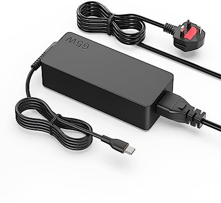 65W USB C Laptop Charger for Lenovo ThinkPad T480 T480s T490 T490s T495 T495s T580 T580s T590, X280 X380 X390 X395 Yoga C740 C930 C940 Chromebook C330 S330 100e 300e 500e Type USB C Power Adapter UK