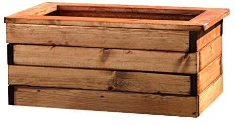 Hortico 57cm Wooden Planter for Garden | Fully Assembled Trough | Rectangular Outdoor Plant Pot L57 W33 H31 cm, 73.6L, Made in the UK