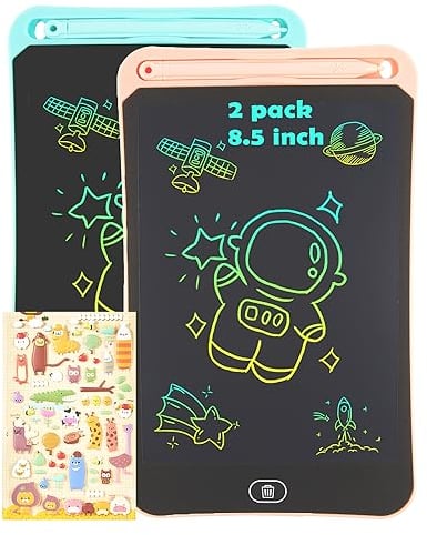 [2 Pack] LCD Schreibtafel 8,5 Zoll, LCD Schreibtablett, Tragbarer Löschbarer Zeichenbrett, Geschenk für Kinder, Grafiktablett für Kinderspiele 3 4 5 6 7 Jahre Jungen Mädchen (Blau&Rosa)