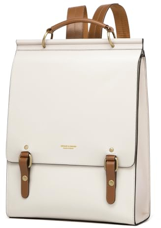 Cnolés Business Rucksack Damen Leder Eleganter Daypack Wasserdicht Damen Rucksackhandtaschen Rücksacken für Damen Diebstahlsicherer Lederrucksack Damen Laptop Cityrucksack