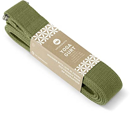 Lotuscrafts Cinturón de Yoga de Algodón - 100% Algodón (Cultivo Biológico) - Correa para Mejores Estiramientos - Cierre de Metal - Yoga Strap Belt [250 x 3,8 cm]