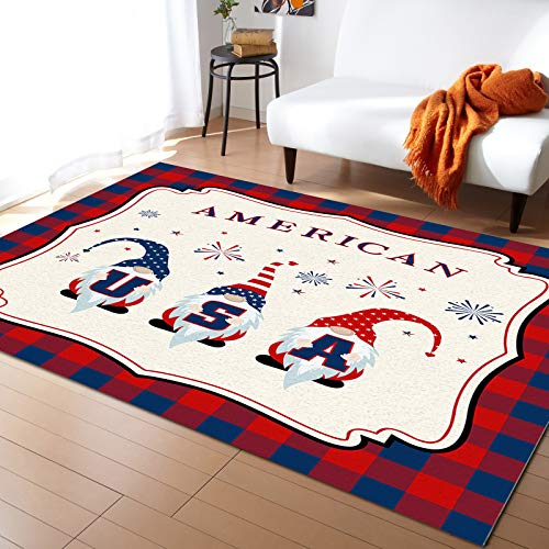 Teppiche Buffalo Plaid Unabhängigkeit Usa Zwerge Sternstreifen Rutschfester Wohnzimmer Teppich Super Absorbierende Küche Teppich Für Innen Schlafzimmer 100X150Cm